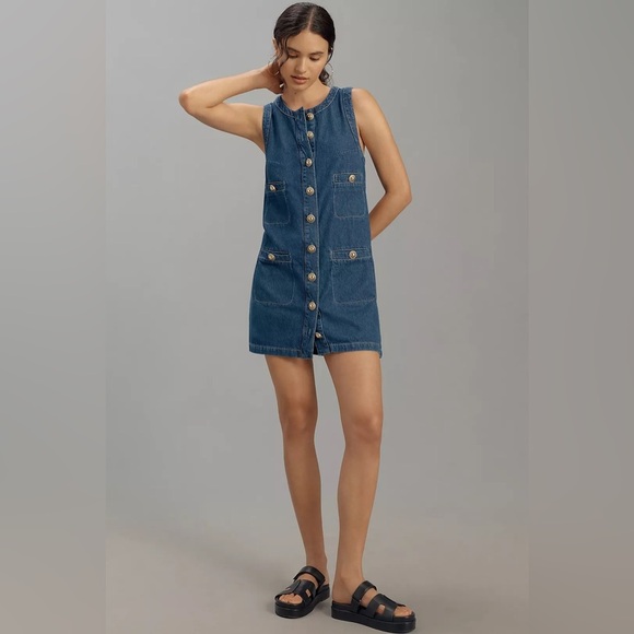 NWOT Reformation Tropez Denim Mini Dress - Picture 2 of 16